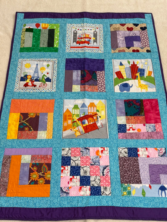 Multi-colored Checkered Children's Quilt
