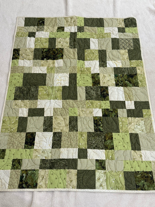 Checkered Sage & Forest Green Lap Quilt