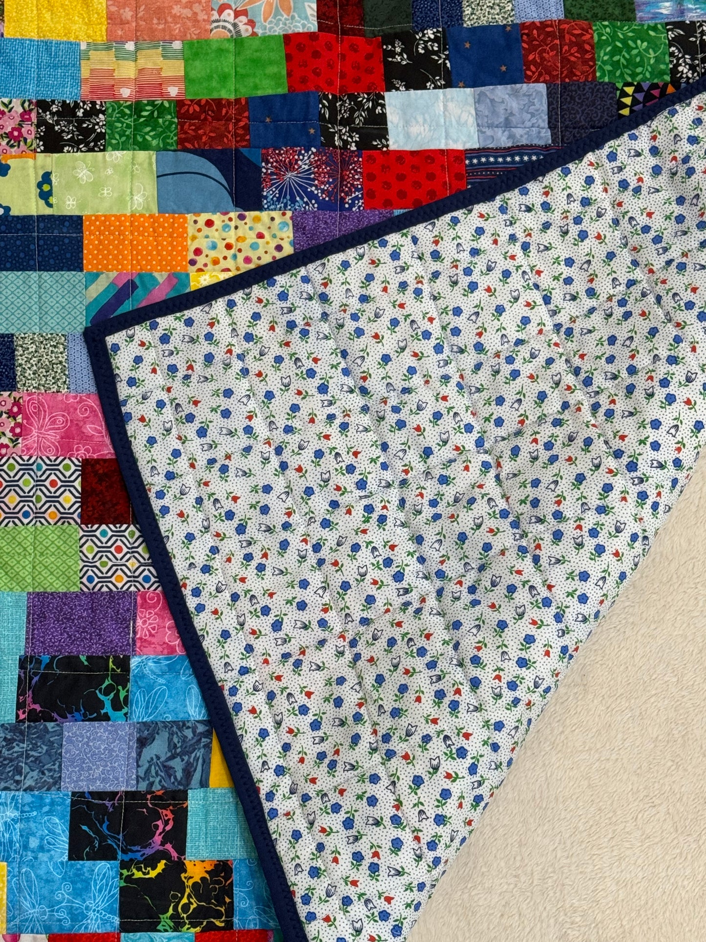 Checkered Multi-colored Lap Quilt