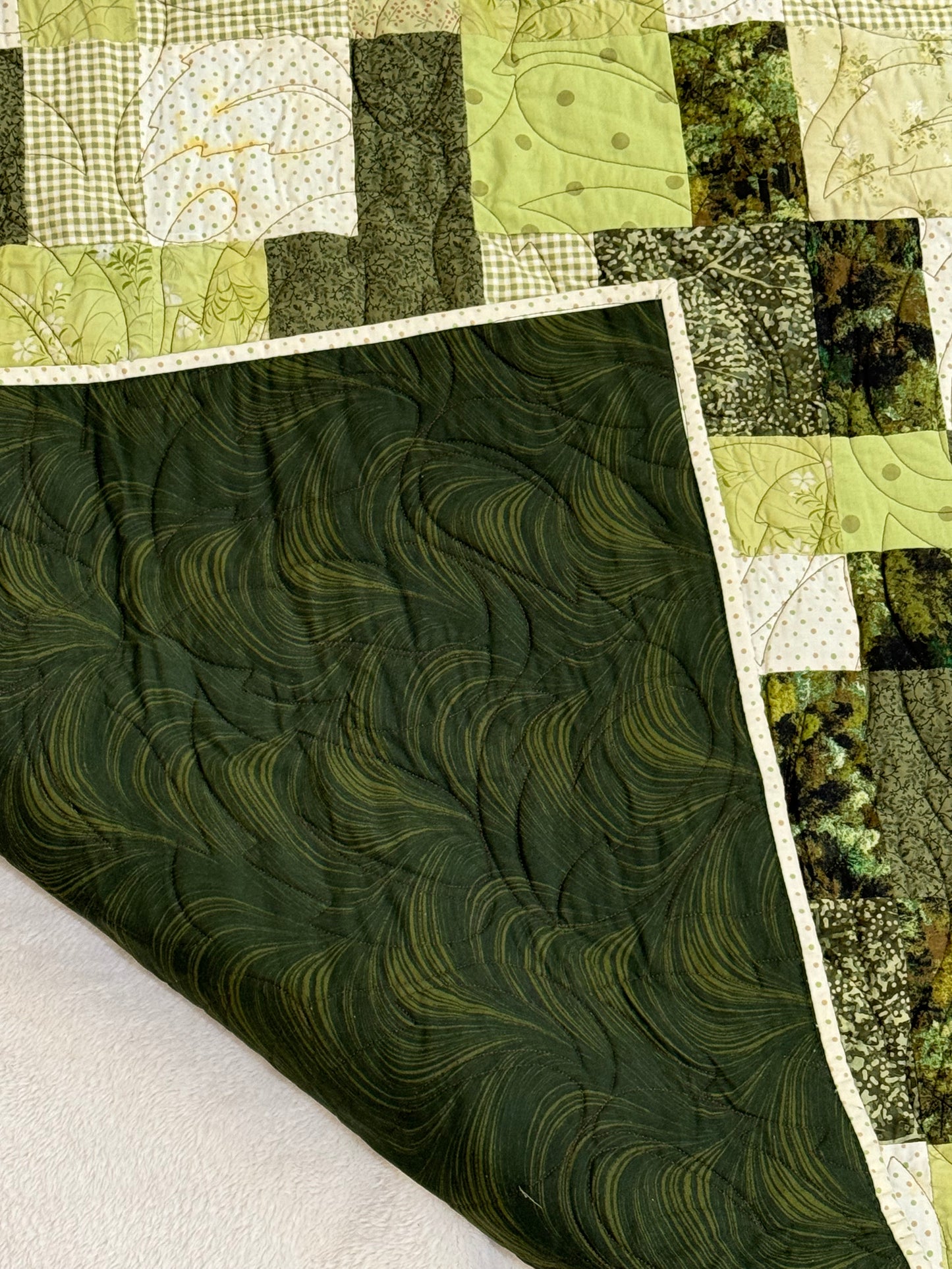 Checkered Sage & Forest Green Lap Quilt