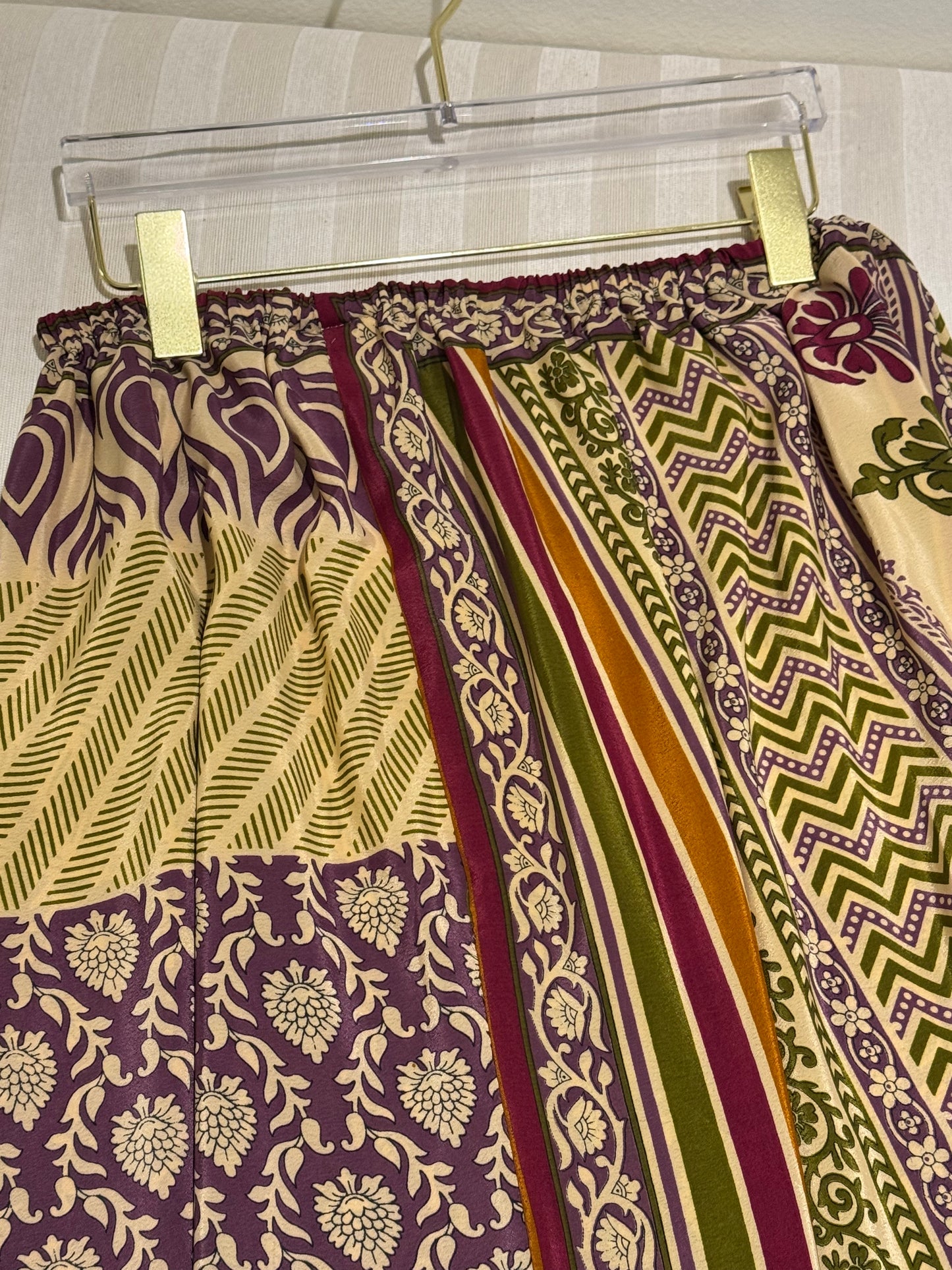 Upcycled Festive Maxi Skirt: Paisley