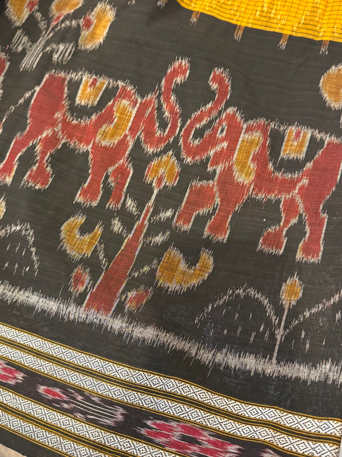 Upcycled Festive Maxi Skirt: Black & Orange