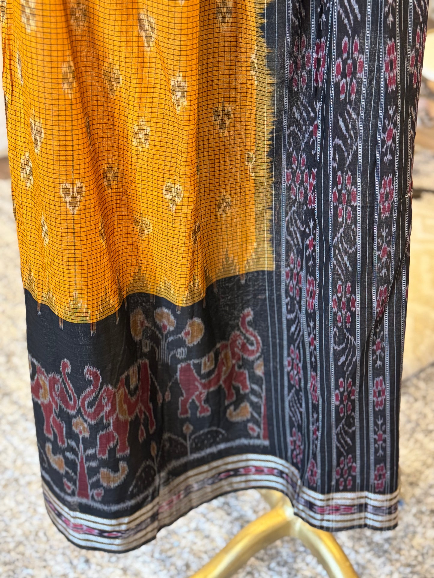 Upcycled Festive Maxi Skirt: Black & Orange