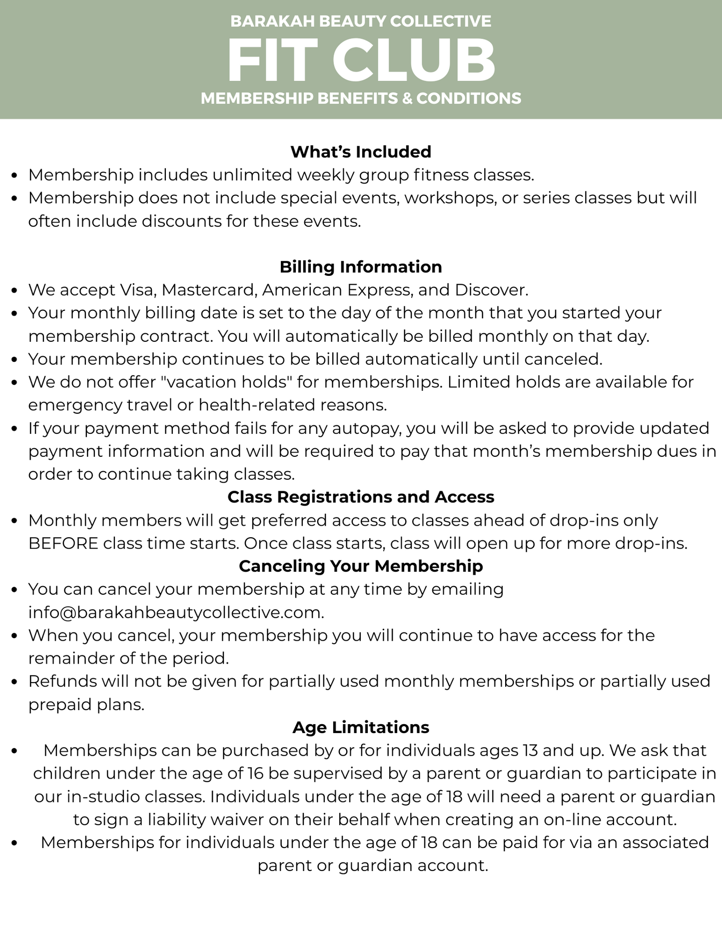 Fit Club Monthly Membership