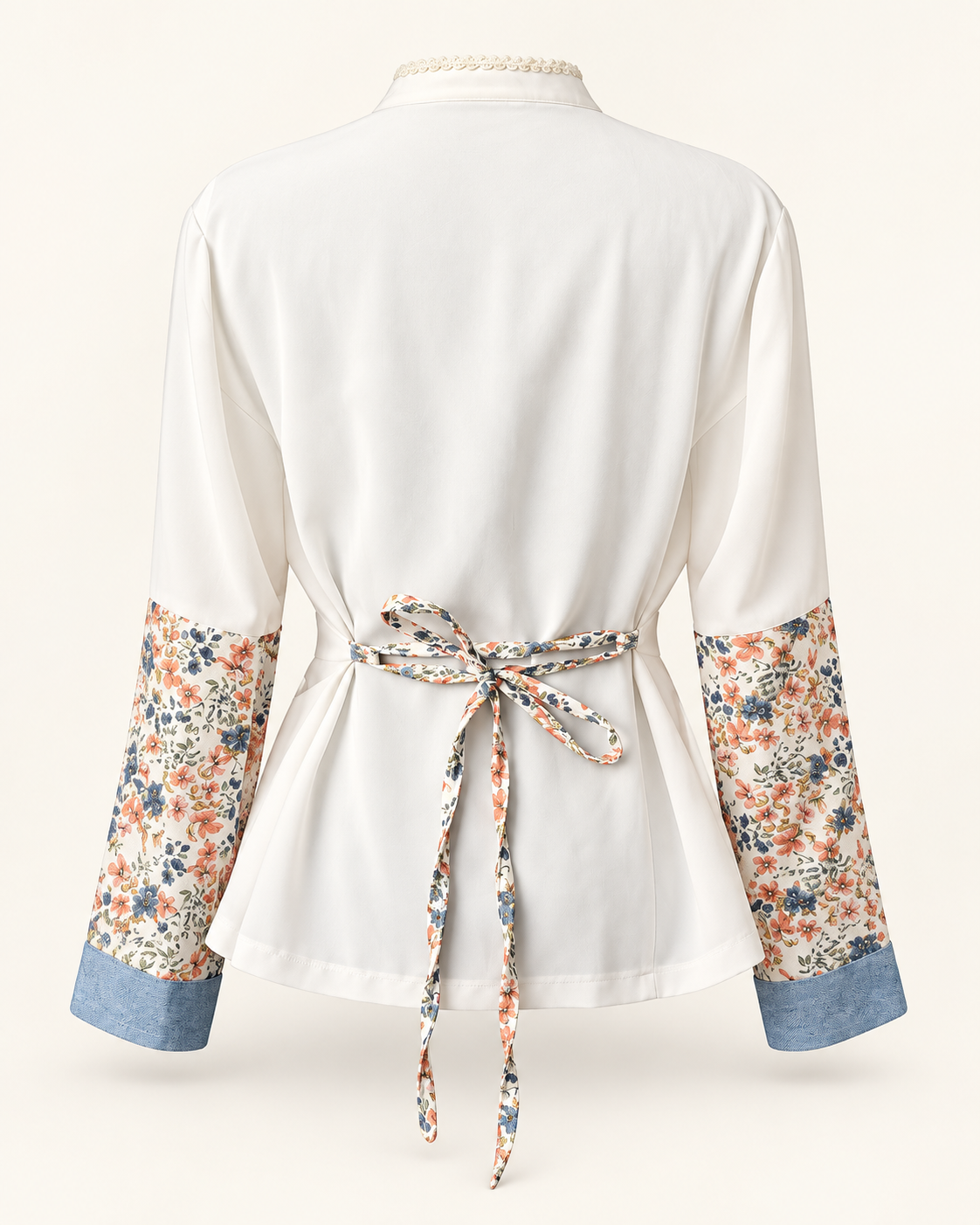Blue Blooms Denim and Floral Top