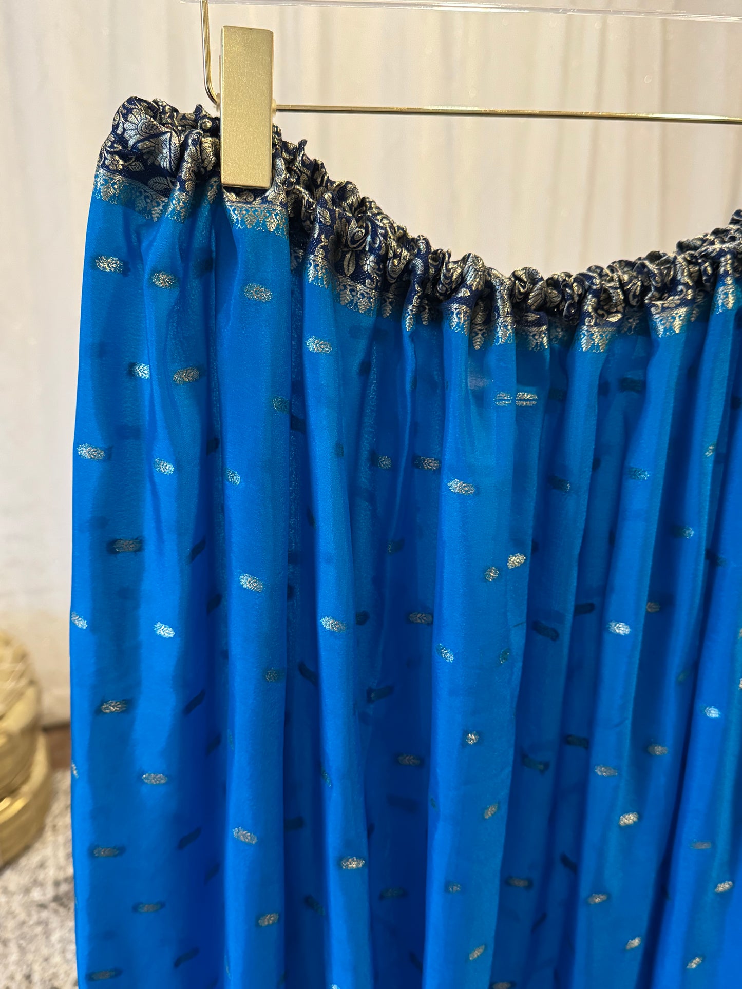 Upcycled Festive Maxi Skirt: Electric Azul