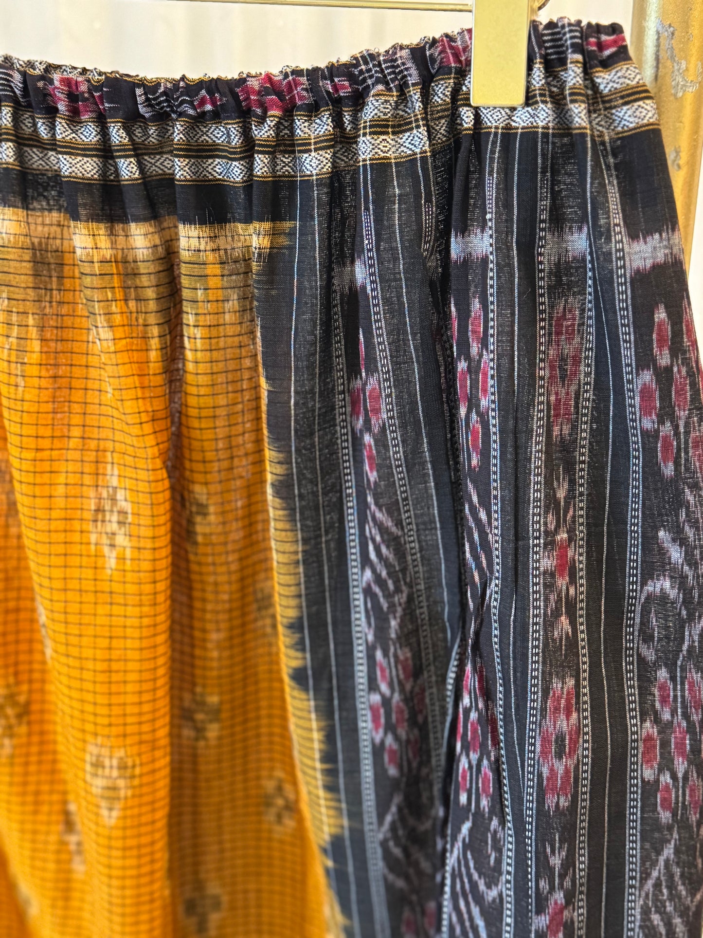 Upcycled Festive Maxi Skirt: Black & Orange