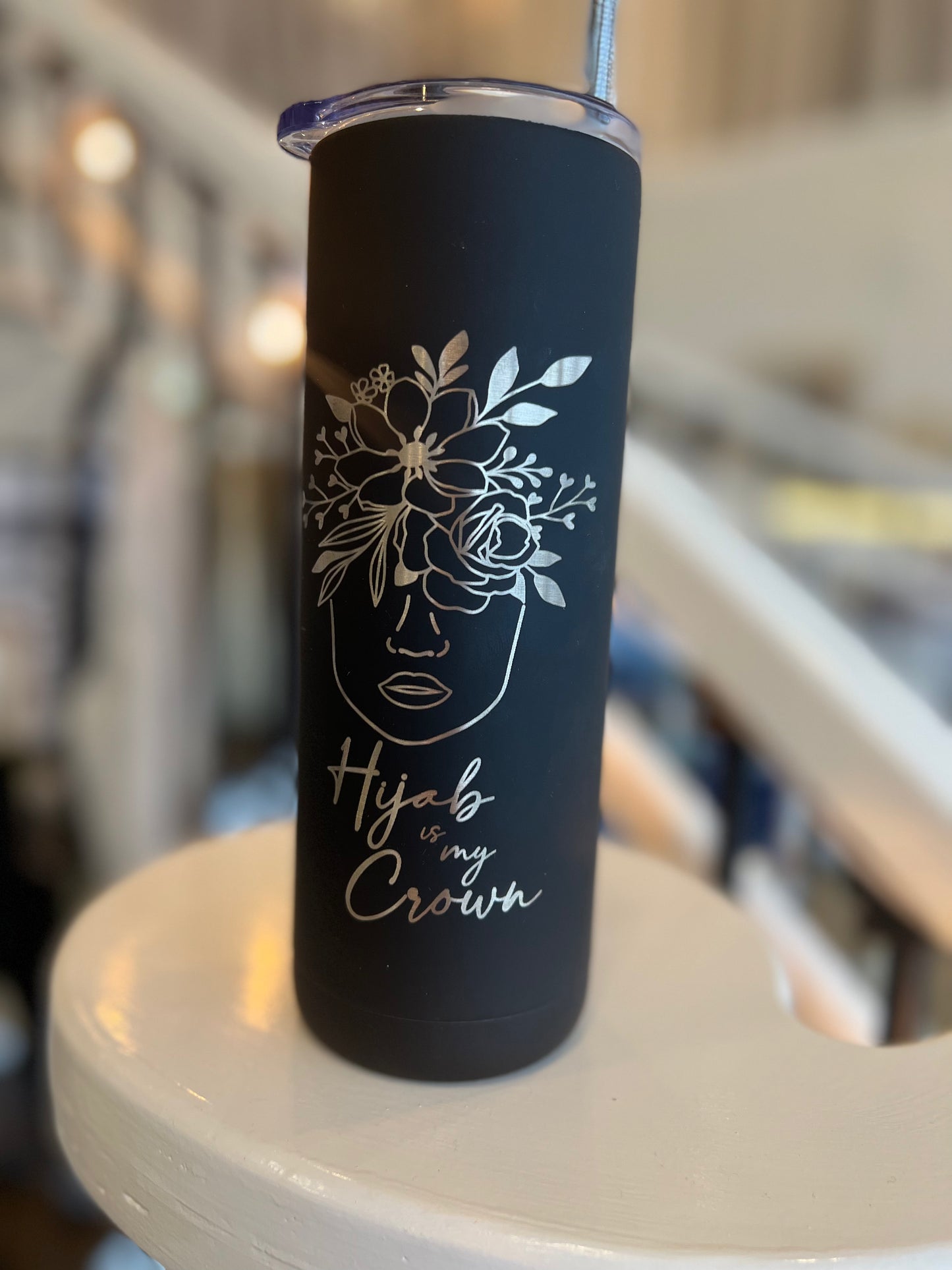 Black & Silver Tumbler: Hijab is My Crown