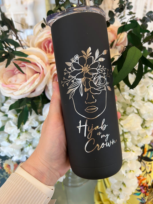 Black & Silver Tumbler: Hijab is My Crown