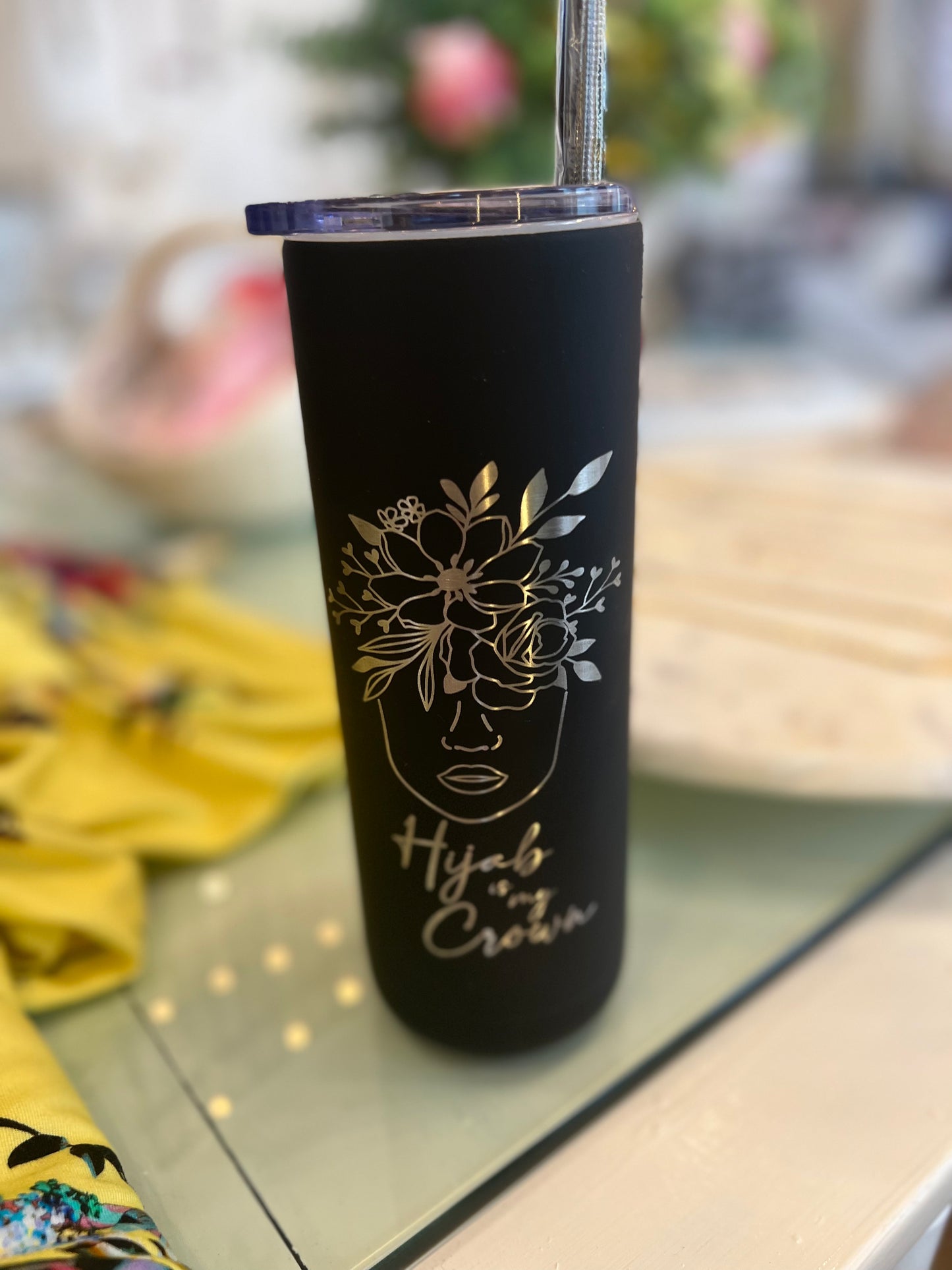 Black & Silver Tumbler: Hijab is My Crown