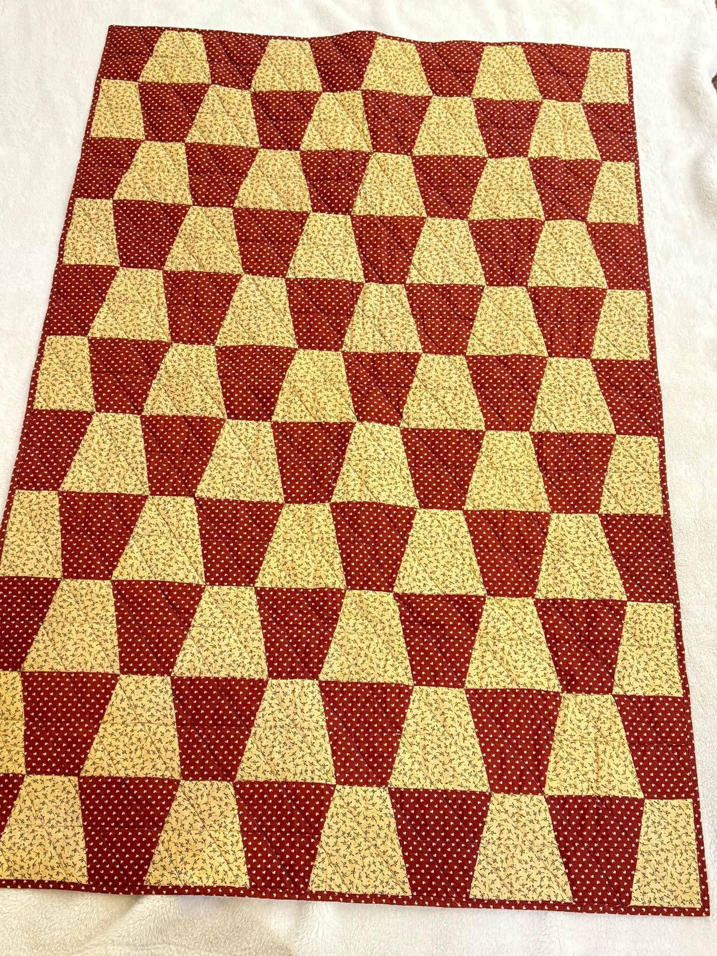 Checkered Brown & Golden Lap Quilt