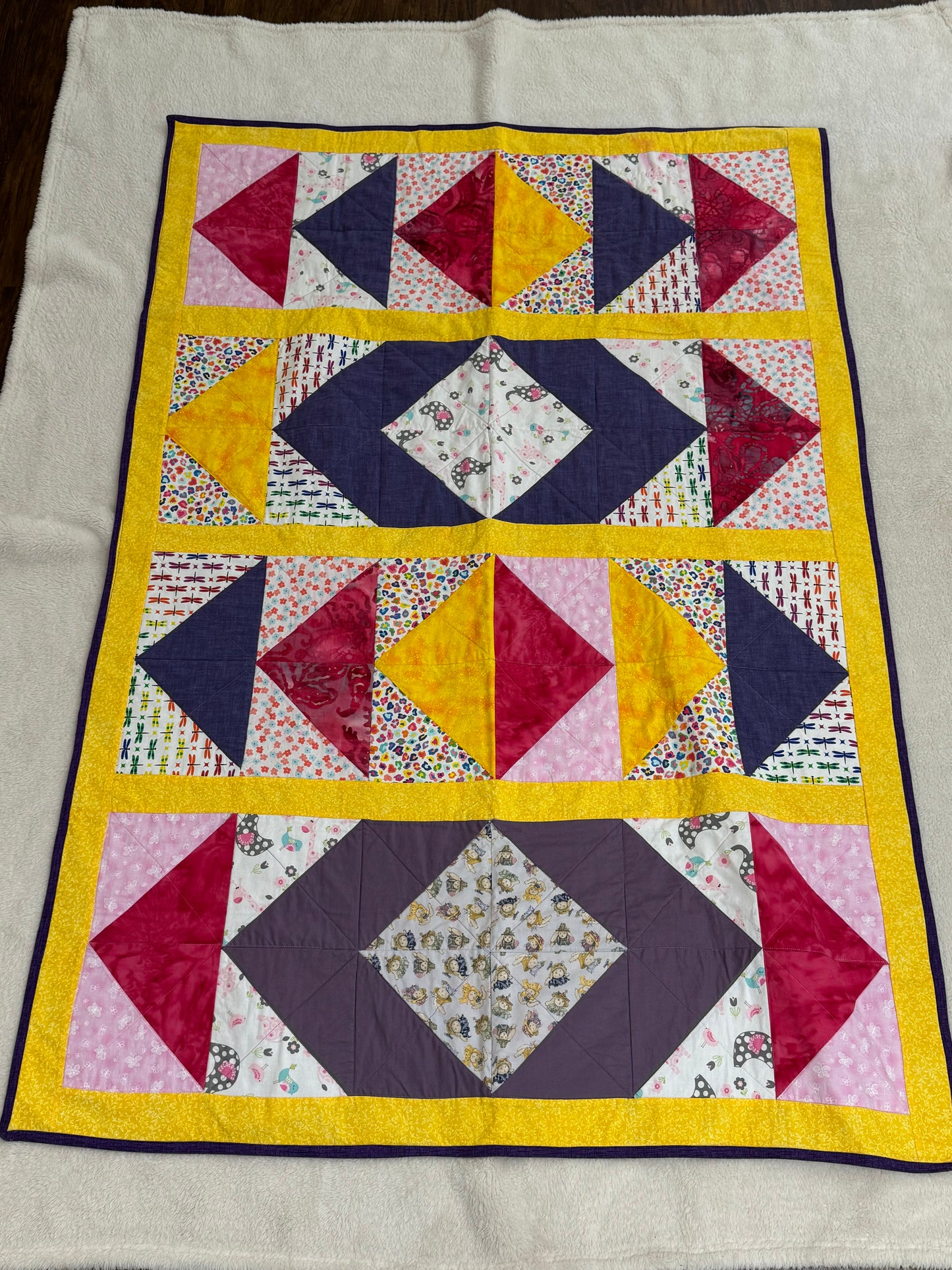 Vibrant Yellow Triangle Lap Quilt