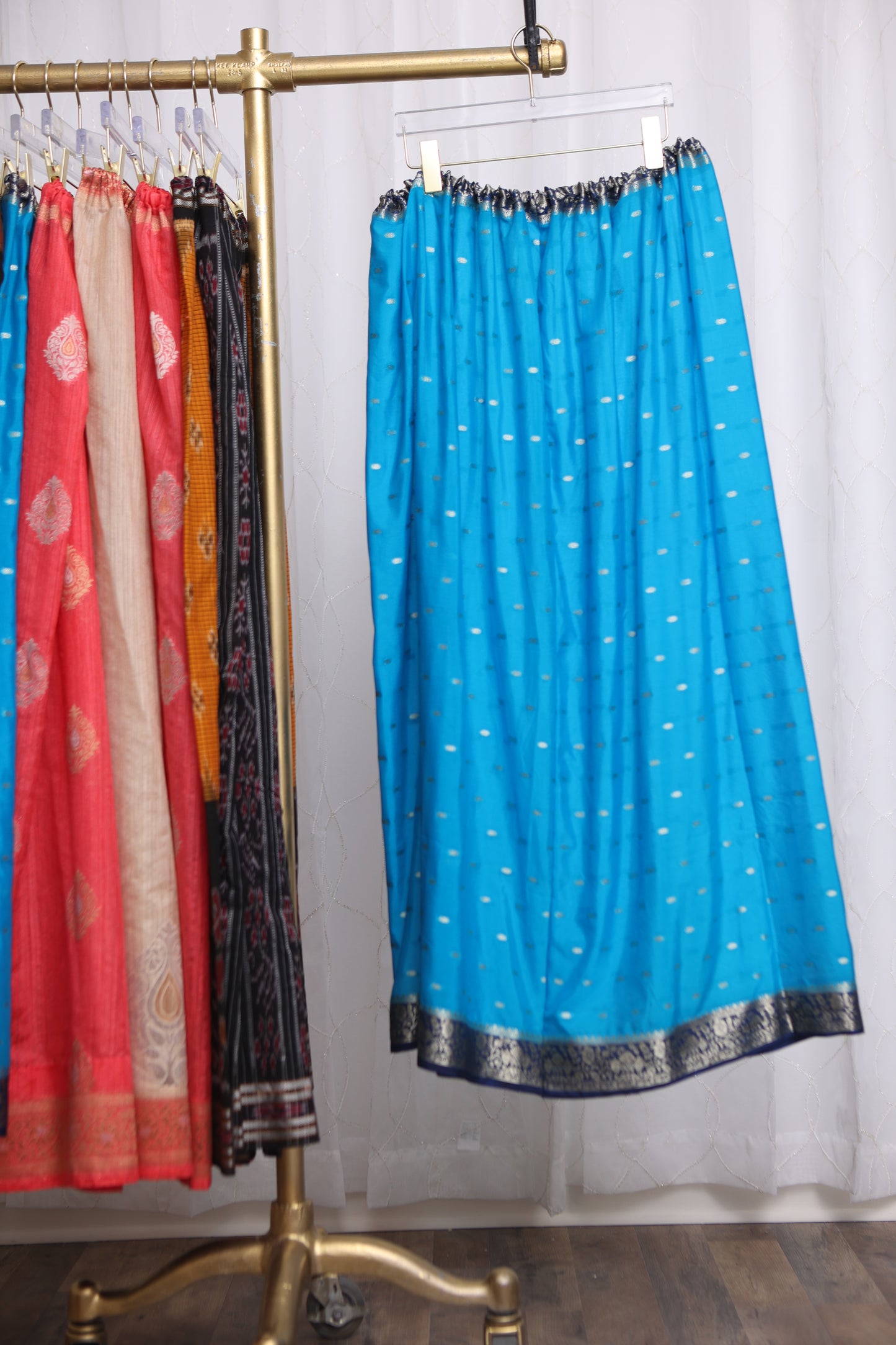 Upcycled Festive Maxi Skirt: Electric Azul