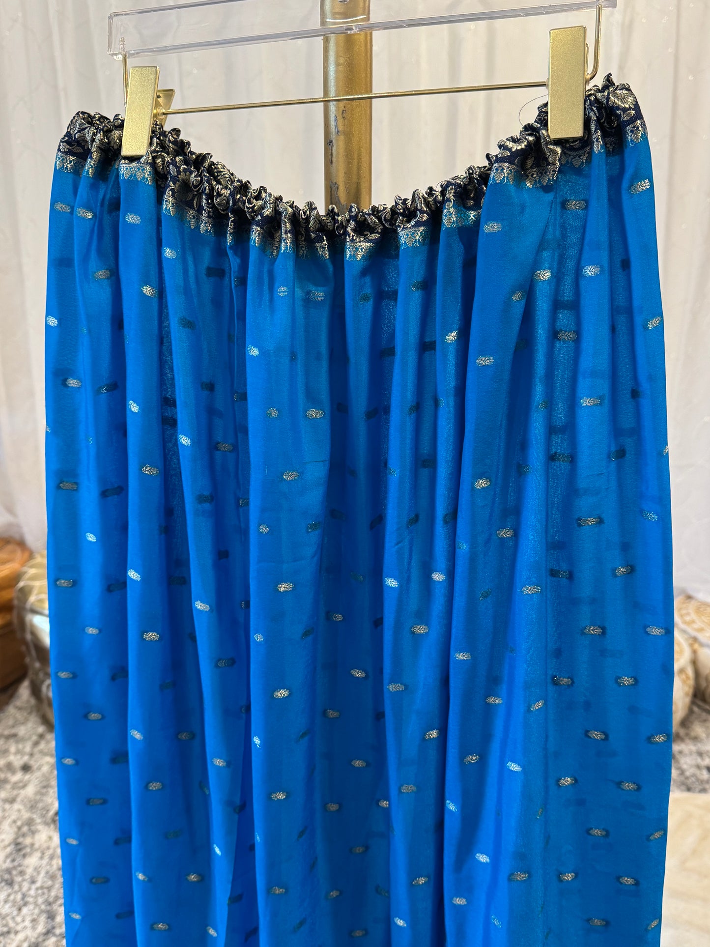 Upcycled Festive Maxi Skirt: Electric Azul