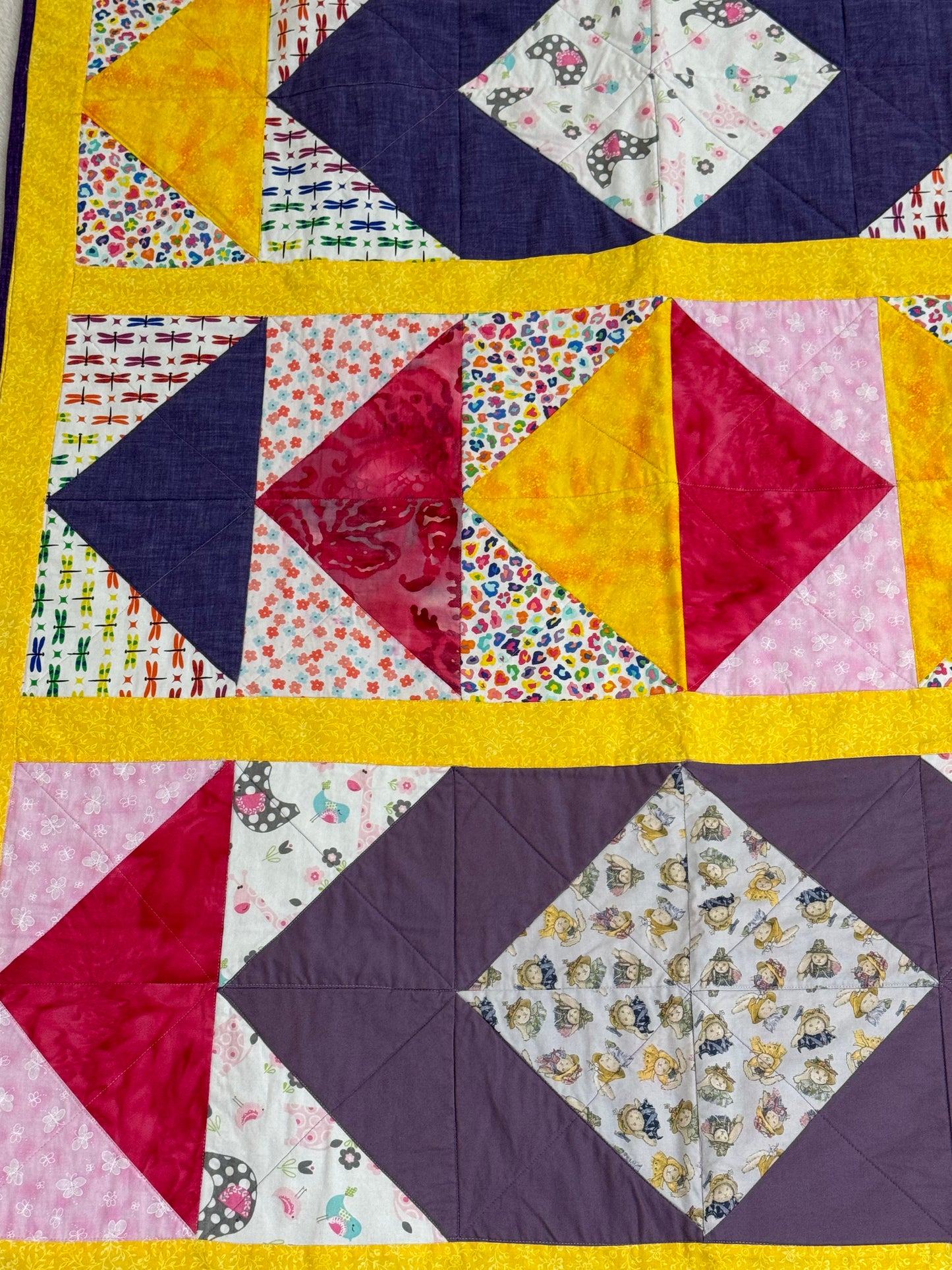 Vibrant Yellow Triangle Lap Quilt