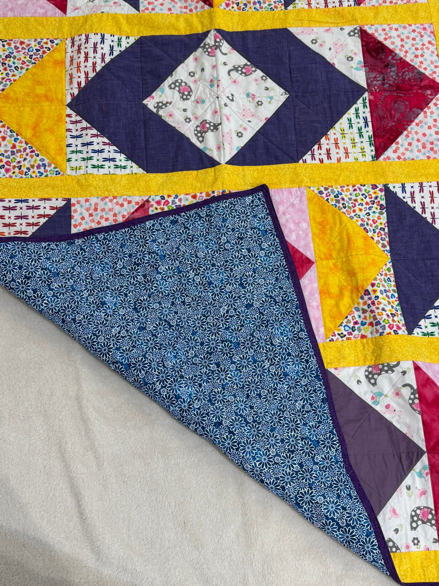 Vibrant Yellow Triangle Lap Quilt