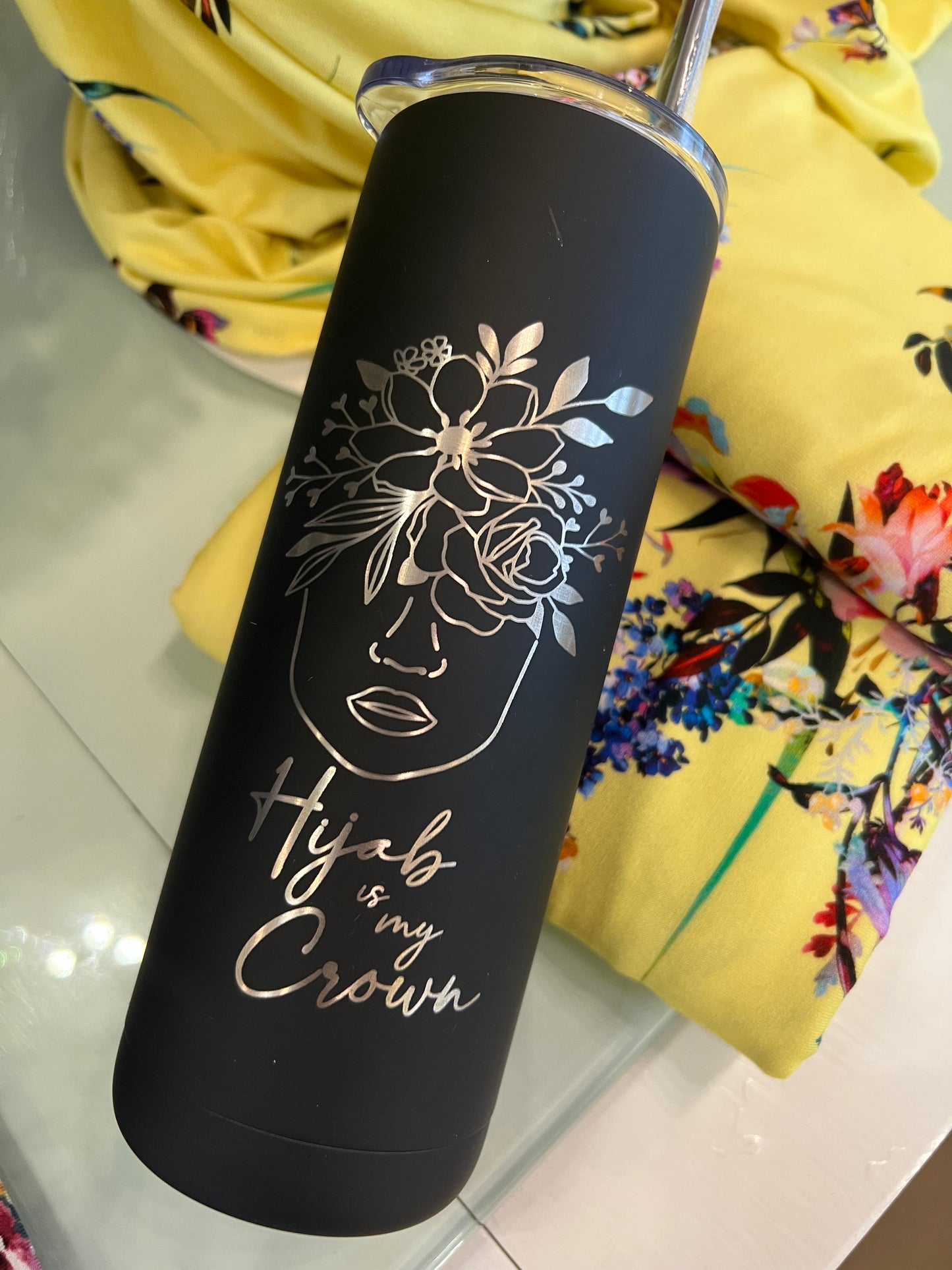 Black & Silver Tumbler: Hijab is My Crown