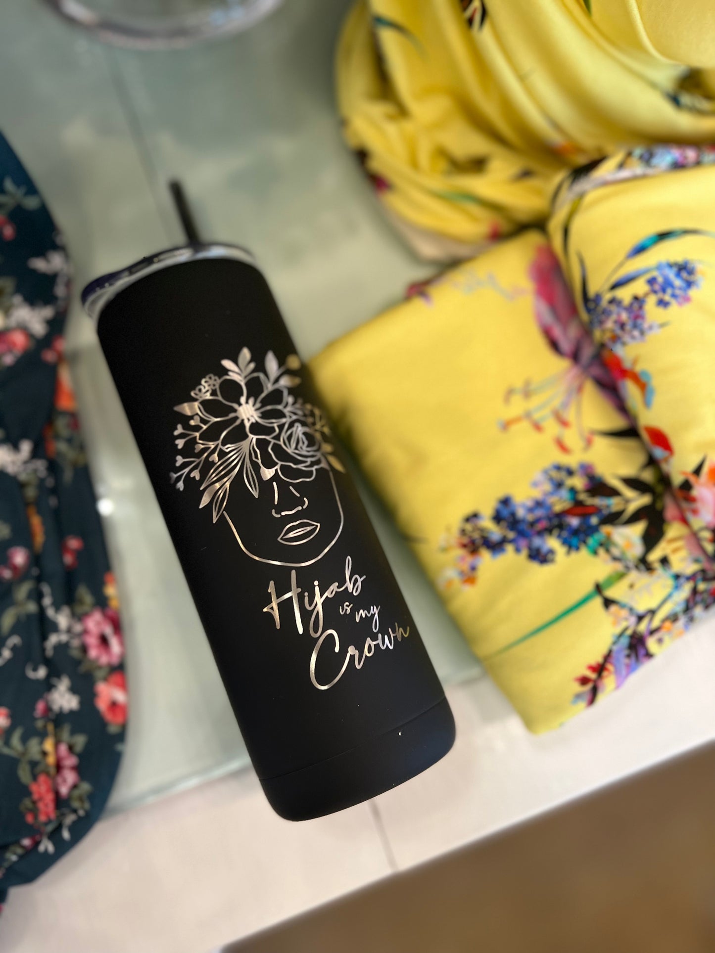 Black & Silver Tumbler: Hijab is My Crown